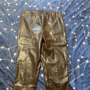 brown faux leather pants